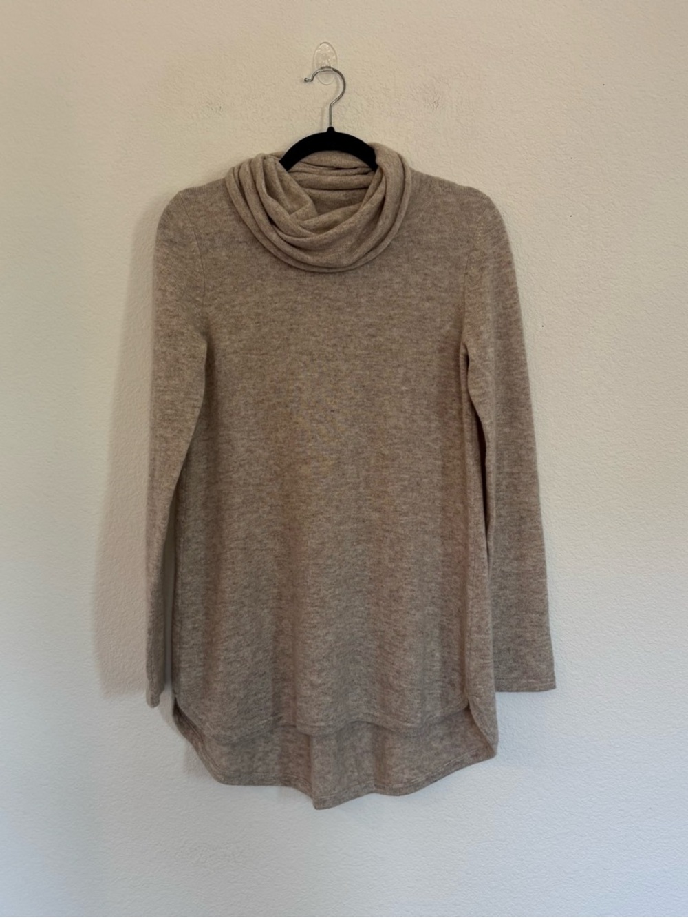 Kinross 100% Cashmere Cowl Pleat Back Tunic Sweater